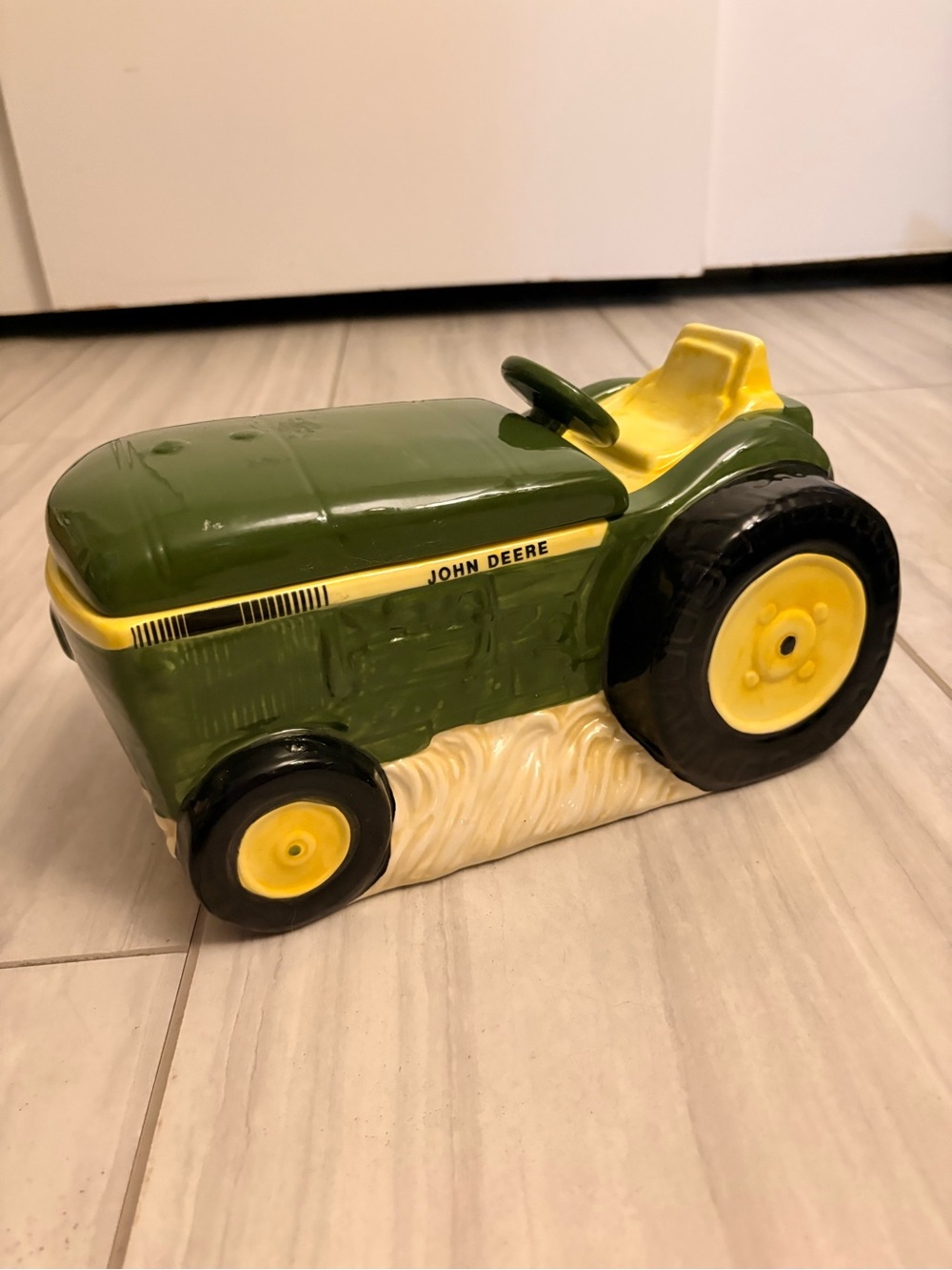 Ceramic John Deere cookie jar. Hand wash only